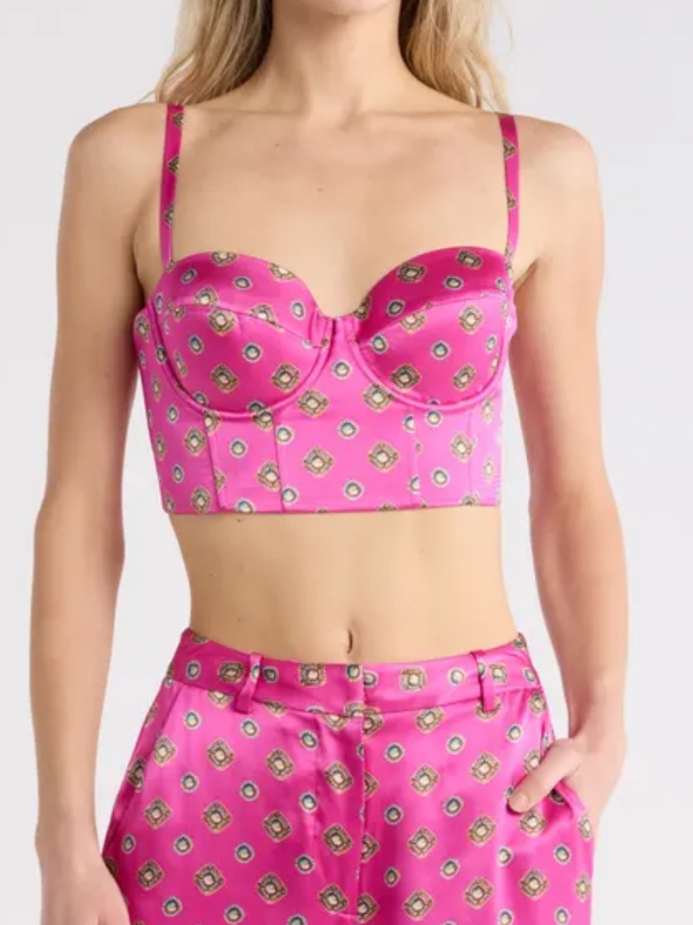 L'AGENCE Sonya Silk Bralette in Pink Floral Size Small